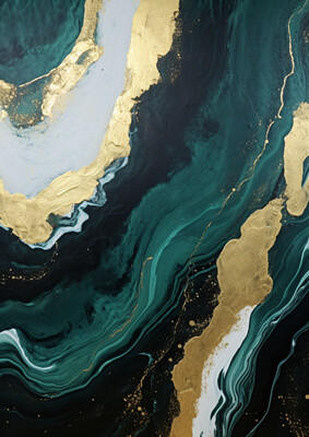 Abstract Green Gold Waves