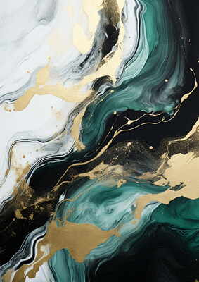 Abstract Green Gold Waves 4