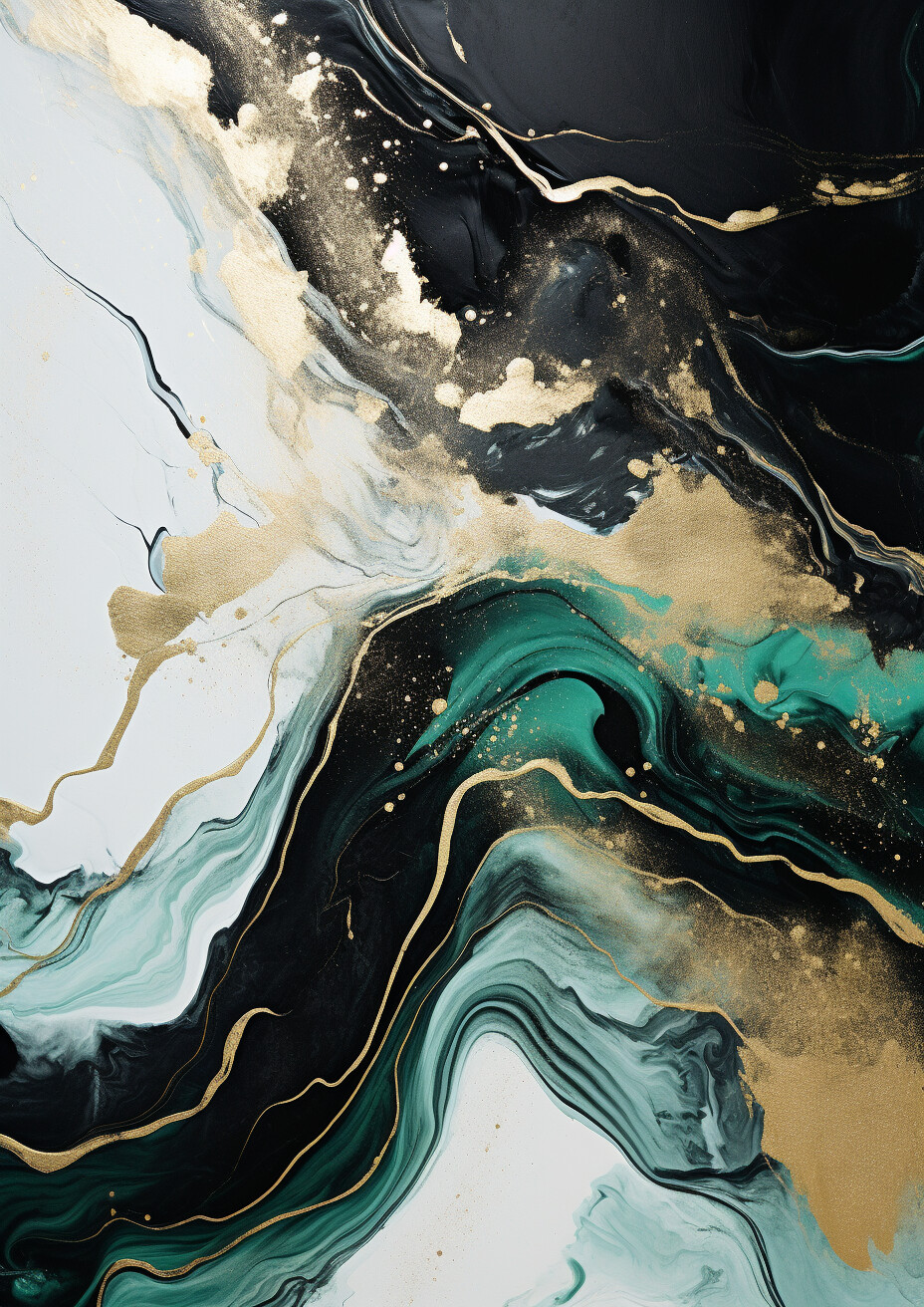 Abstract Green Gold Waves 6