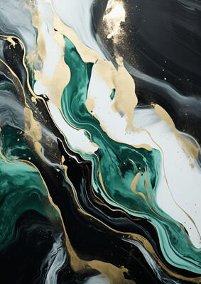Abstract Green Gold Waves 3