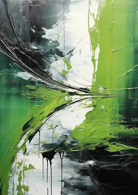 Abstract Green White Shapes