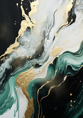 Abstract Green Gold Waves 5