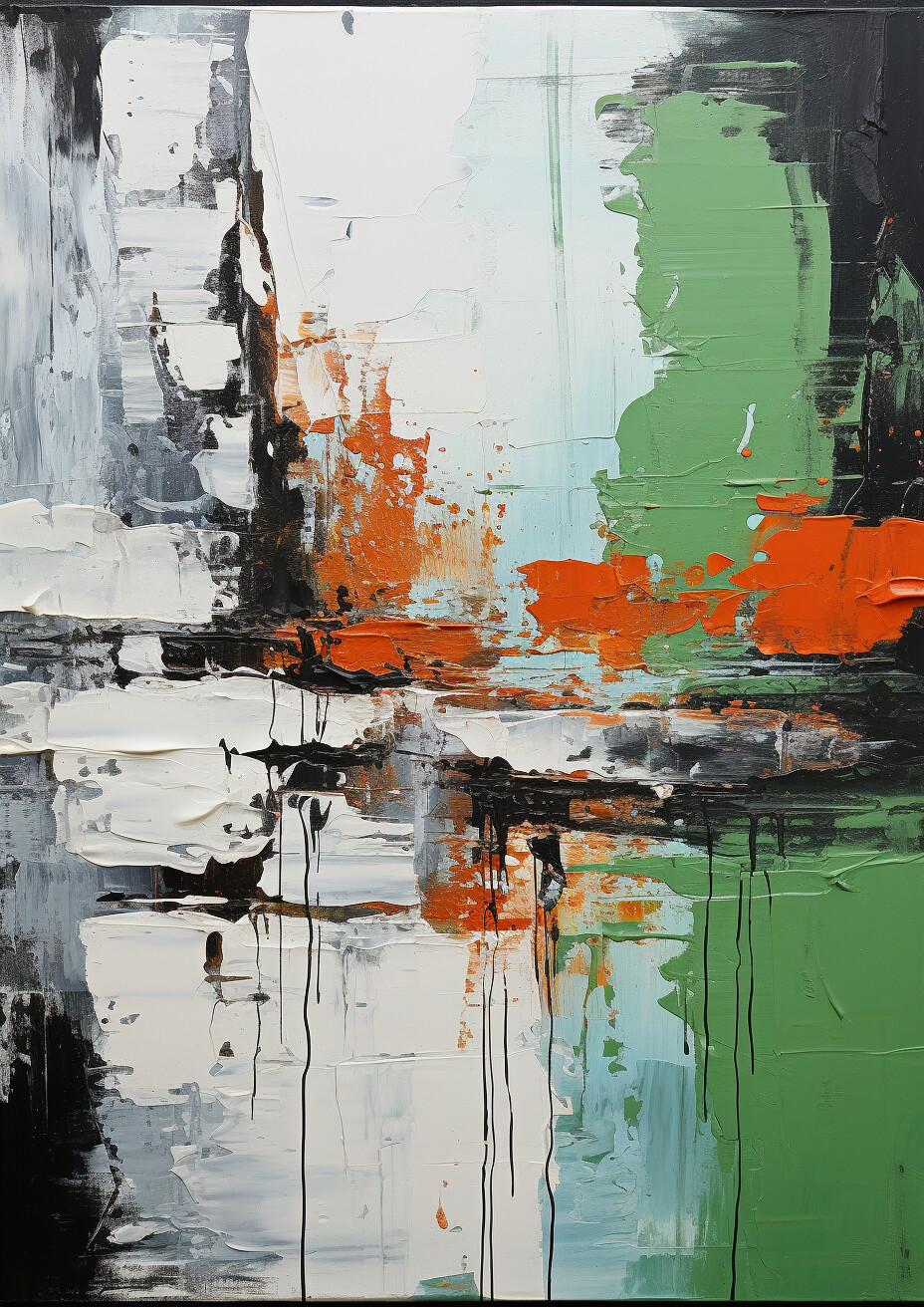 Abstract Green White Shapes 2
