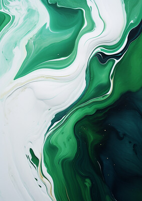 Abstract Green White Waves