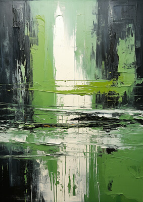 Abstract Green White Shapes 3