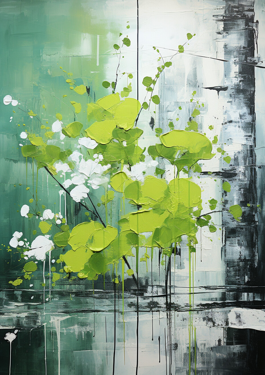 Abstract Green White Shapes 4