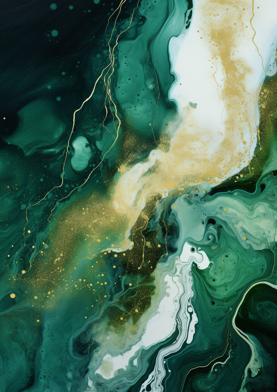 Abstract Green White Waves 3