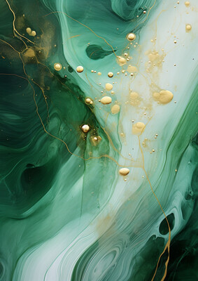 Abstract Green White Waves 4