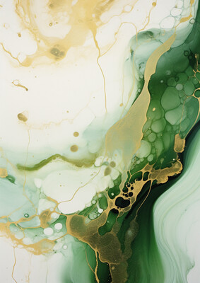 Abstract Green White Waves 5