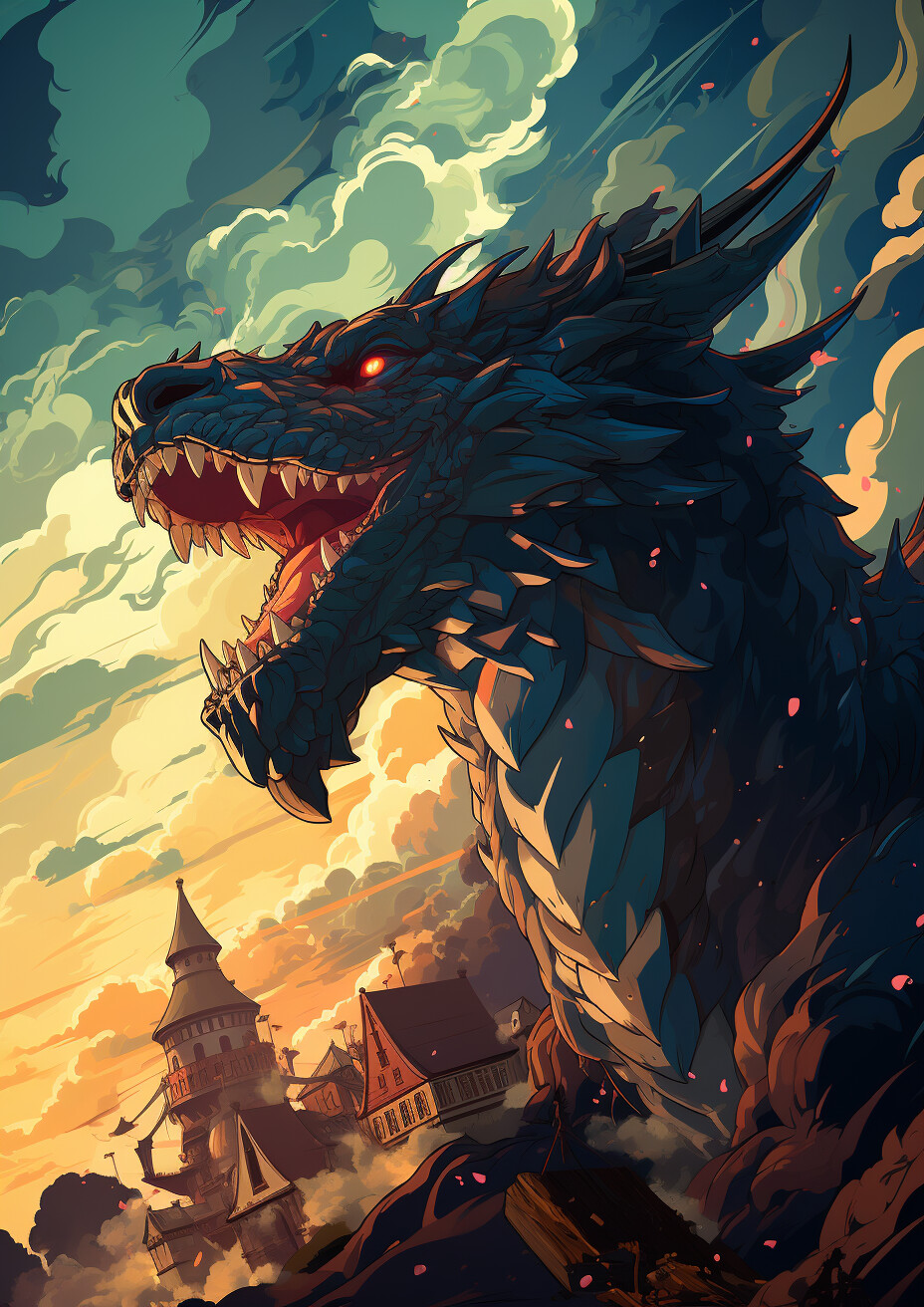 Dungeons & Dragons Dragon above castle