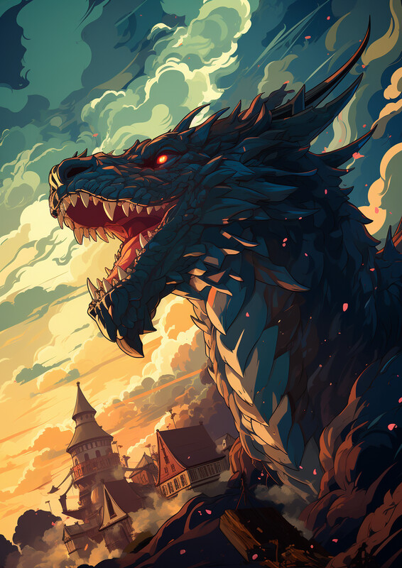 Dungeons & Dragons Dragon above castle