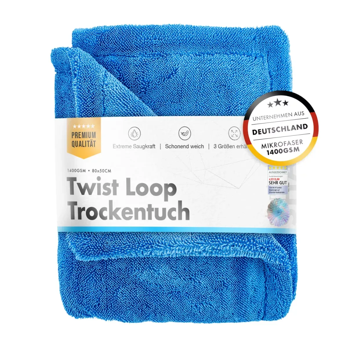 Chemicalworkz Shark Twisted Loop serviette de séchage 1400GSM Bleu