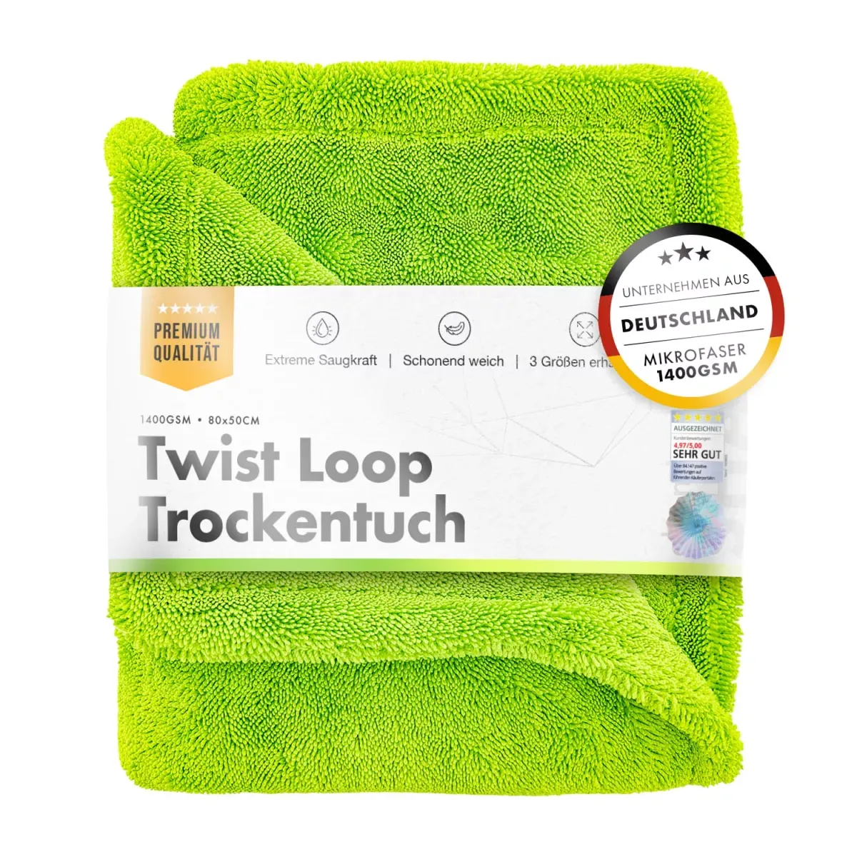 Chemicalworkz Shark Twisted Loop serviette de séchage 1400GSM Vert