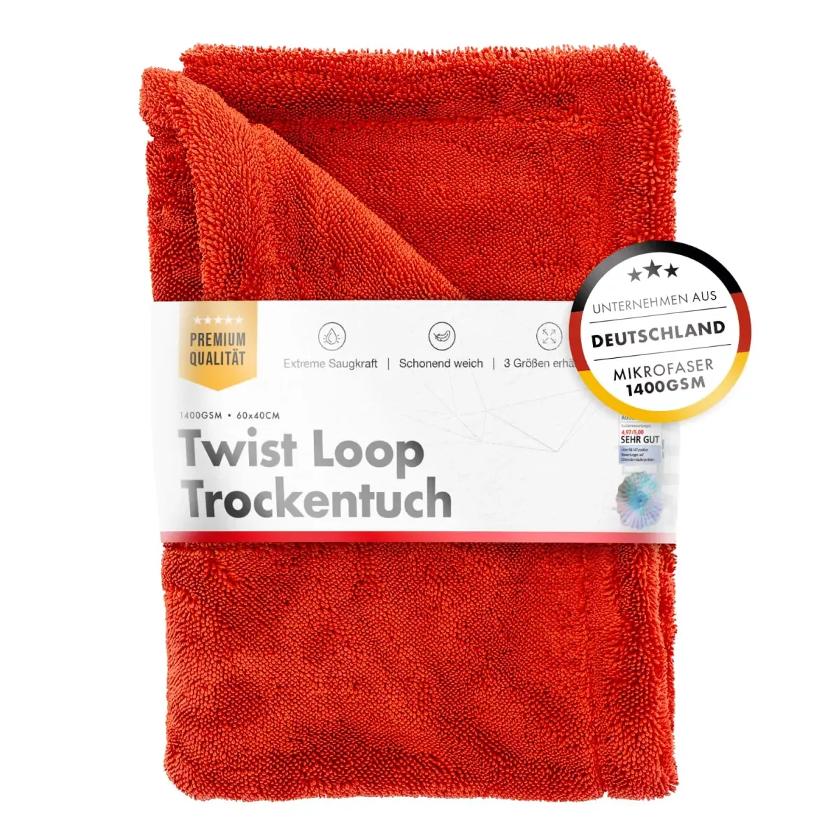 Chemicalworkz Shark Twisted Loop serviette de séchage 1400GSM Rouge