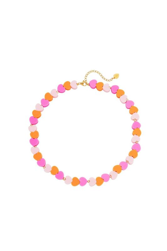 Summer hearts necklace - oranje/roos