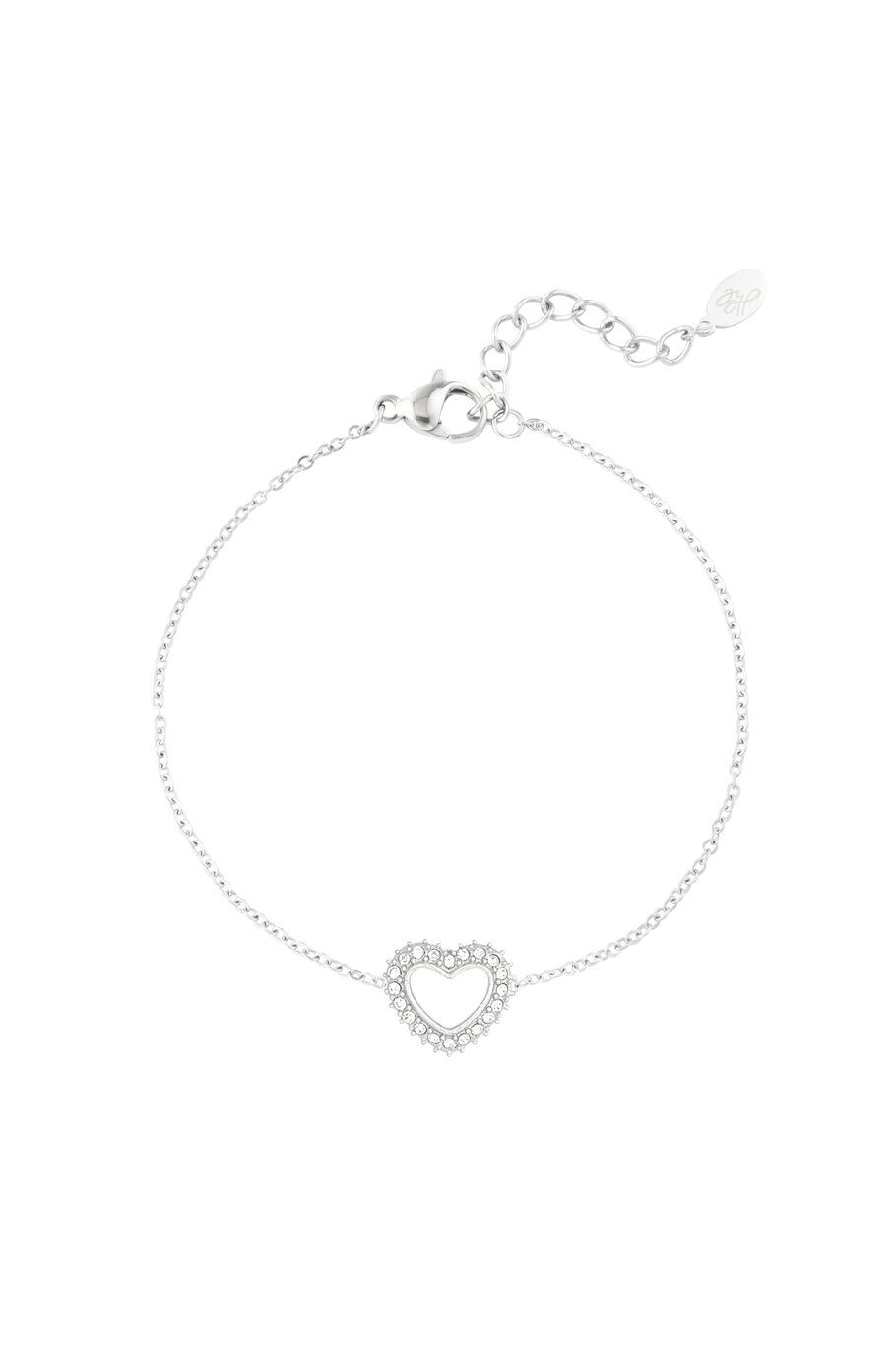 Diamond heart bracelet - zilver