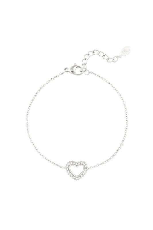 Diamond heart bracelet - zilver