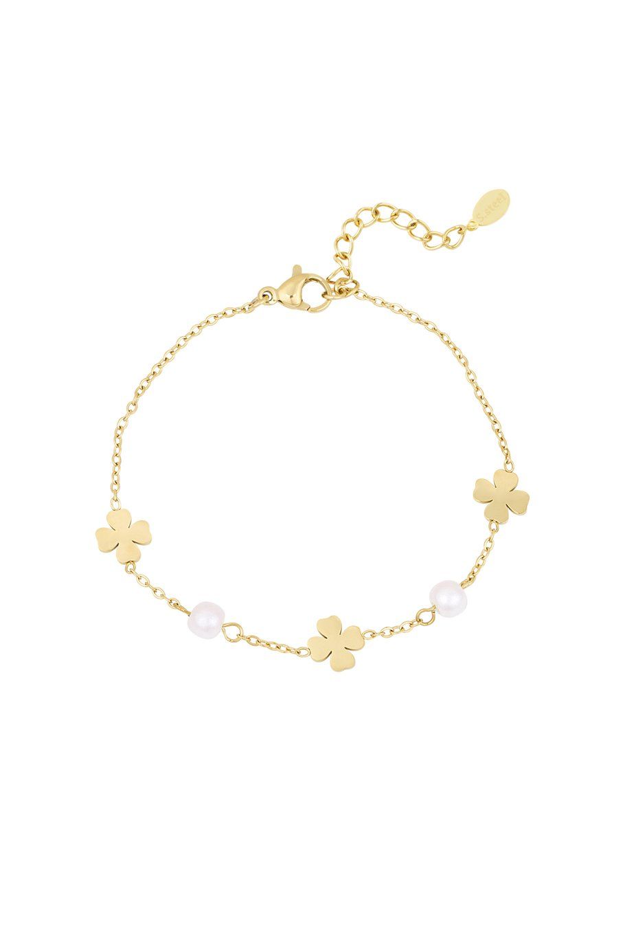 Pearl and clover bracelet - goud