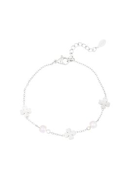 Pearl and clover bracelet - zilver