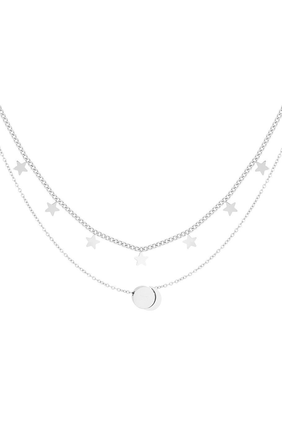 Double star necklace - zilver
