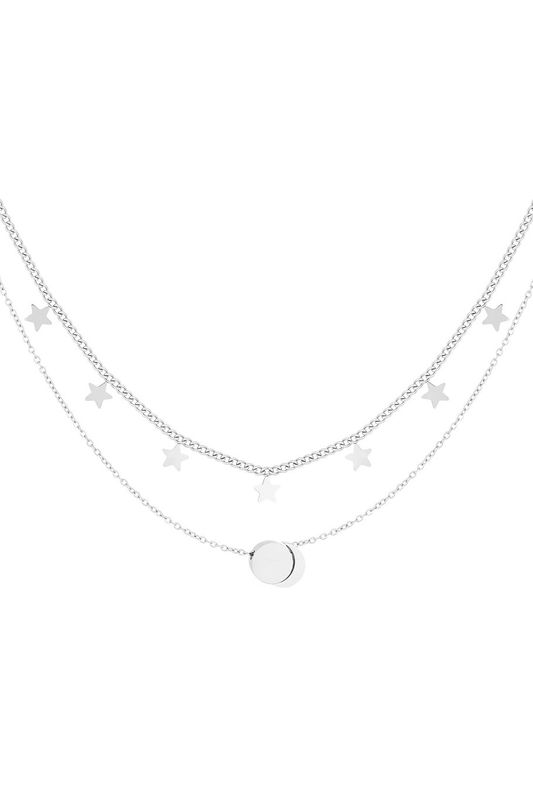 Double star necklace - zilver