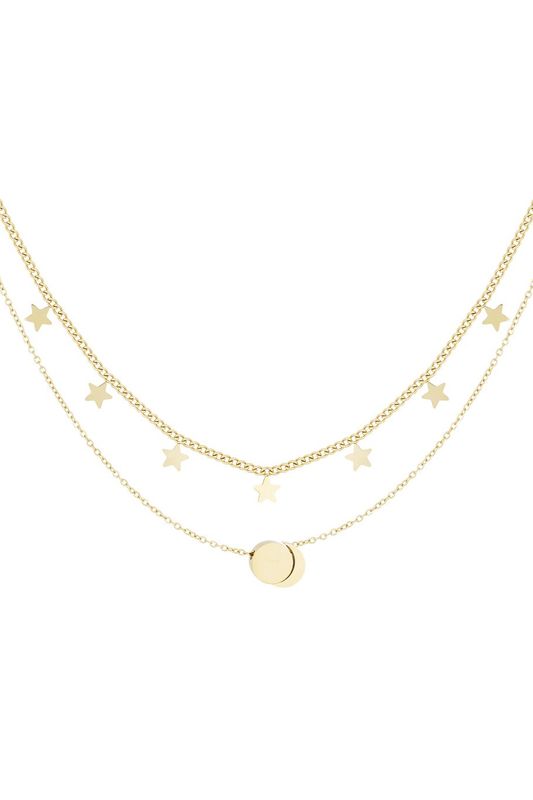 Double star necklace - goud