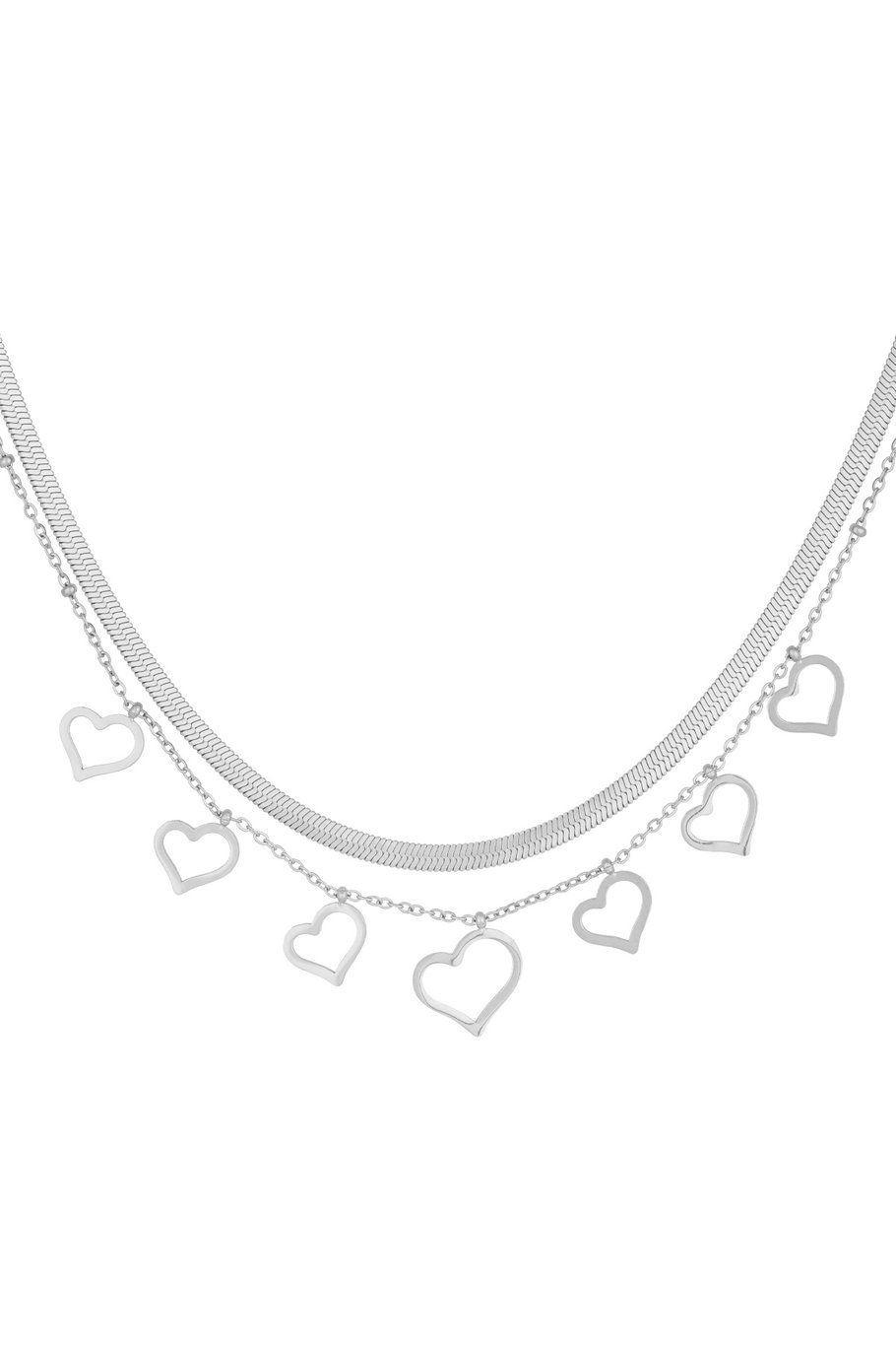 Chunky heart necklace - zilver