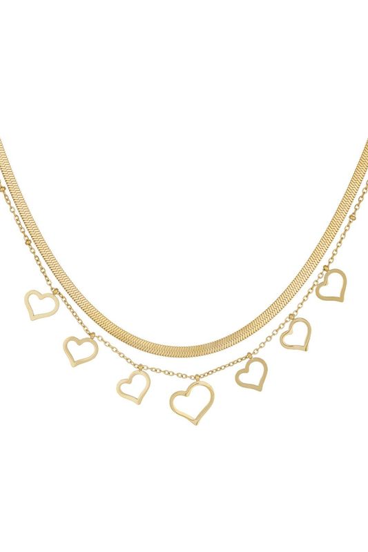Chunky heart necklace - goud