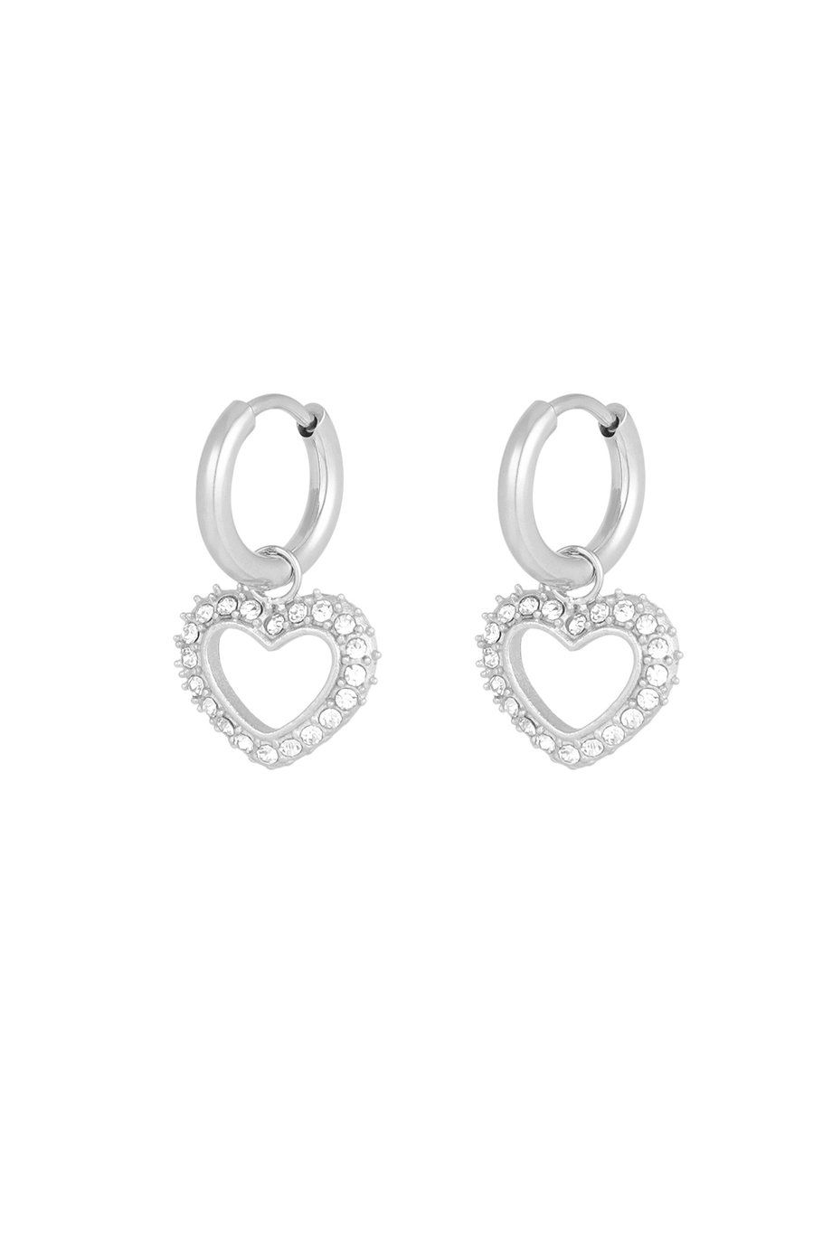 Diamond heart earrings - zilver