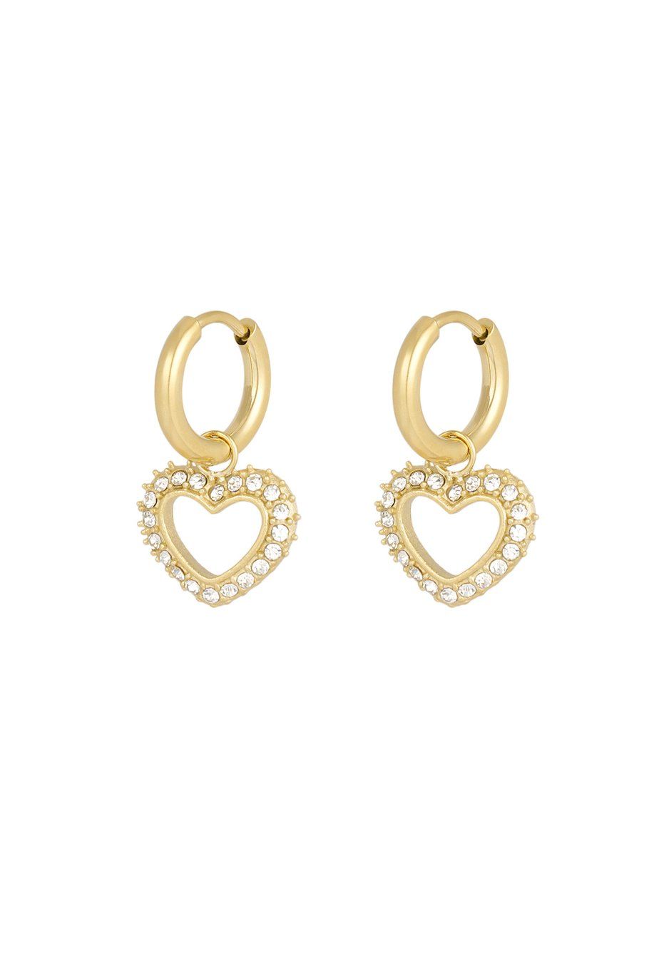 Diamond heart earrings - goud
