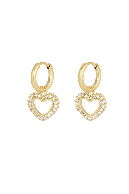 Diamond heart earrings - goud