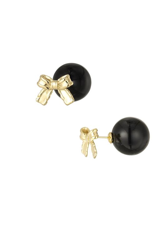 Baby boo bow earrings - zwart/ goud