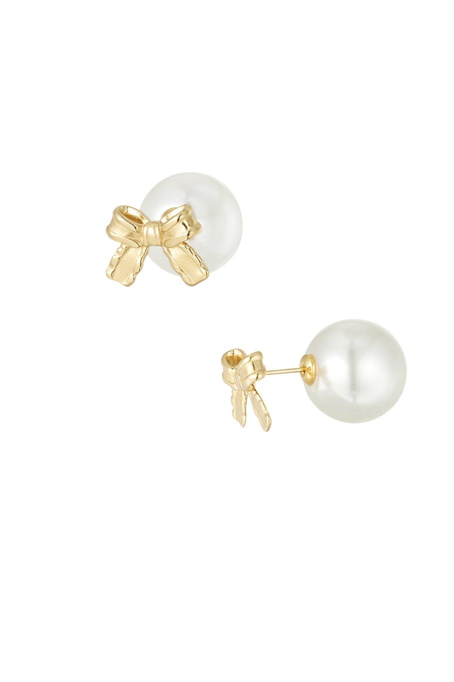 Baby boo bow earrings - wit/ goud