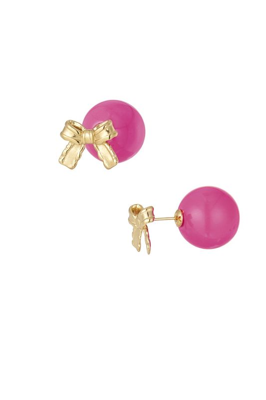 Baby boo bow earrings - fuchsia/ goud
