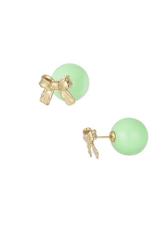 Baby boo bow earrings - groen/ goud