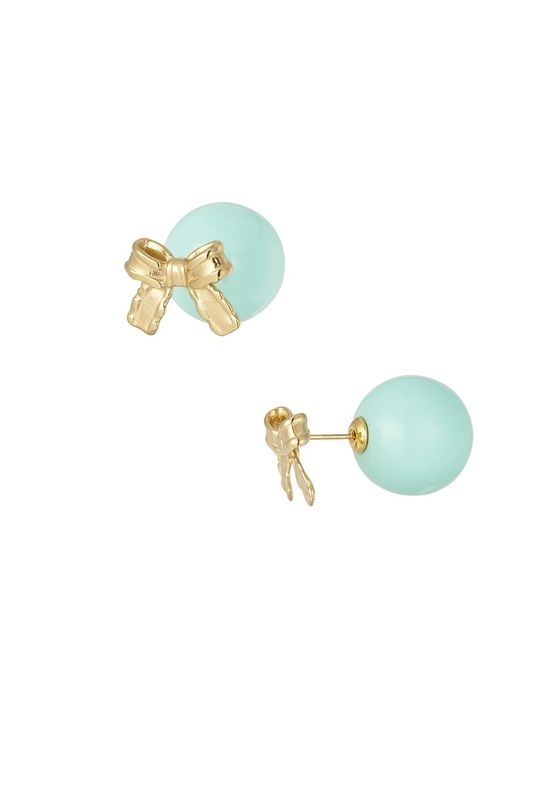 Baby boo bow earrings - blauw/ goud