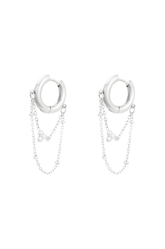 Chained up earrings - zilver