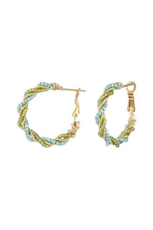 Mess around earrings - groen/ goud