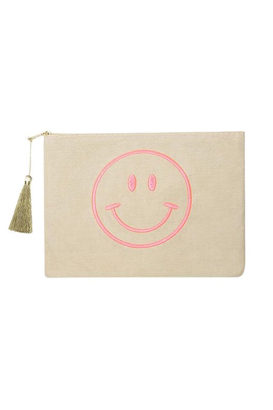 Smiley makeup bag - beige
