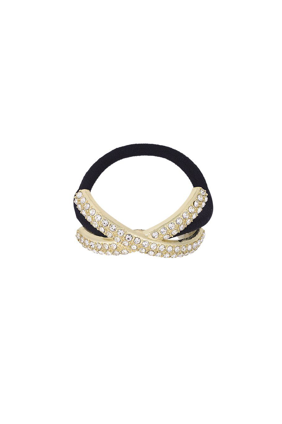 Crossed shimmer hair elastic