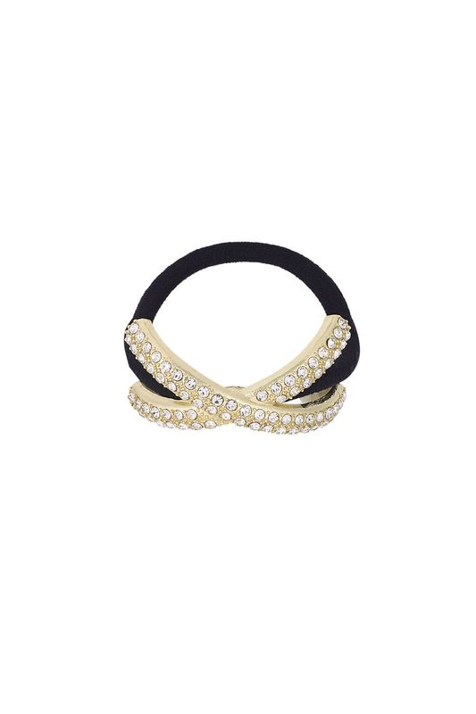 Crossed shimmer hair elastic
