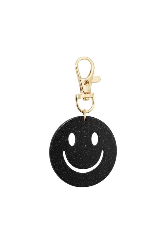 Keep smiling key ring - zwart