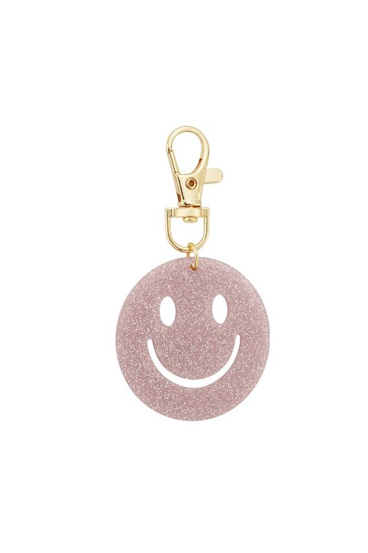 Keep smiling key ring - licht roos