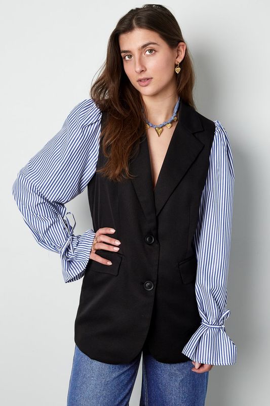 Blazer with striped blouse sleeves (pre-order)