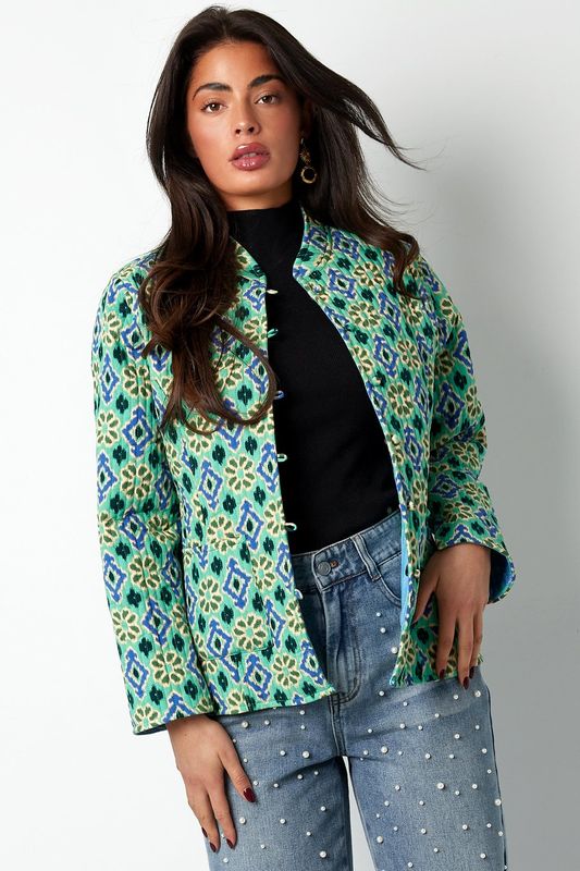 Reversibel jacket print - Groen (pre-order)