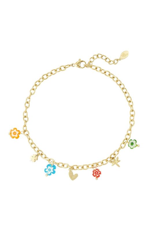 Festive florals anklet - goud