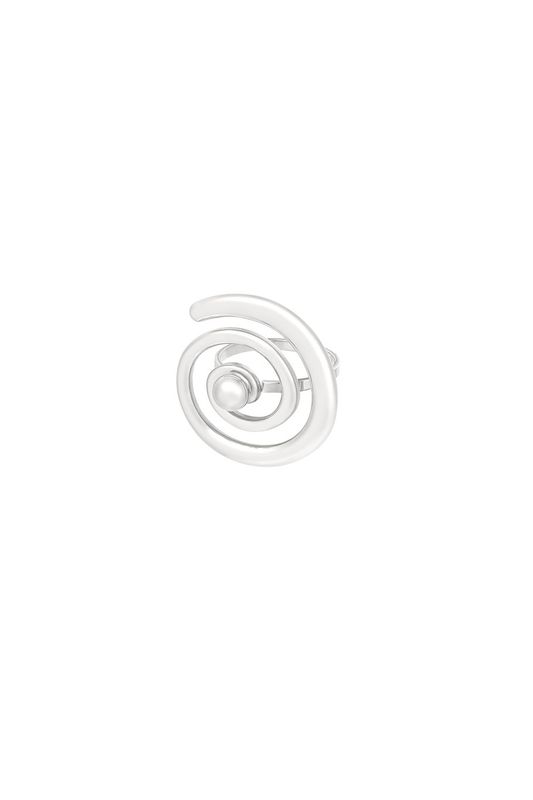 Swirly pearl ring - zilver