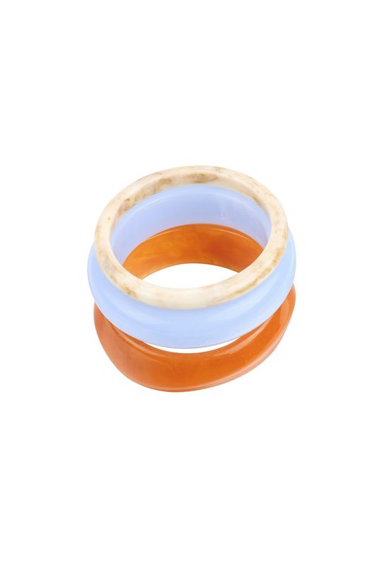 Marble bangles - Blauw/oranje/beige