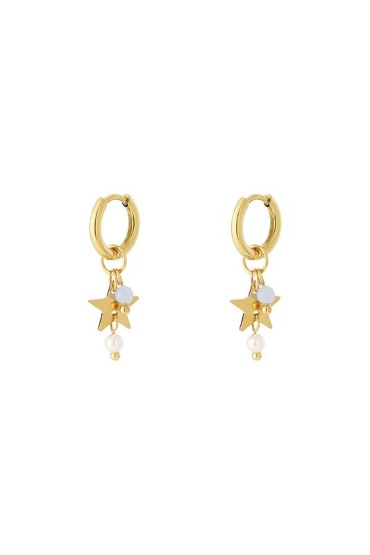 Starship earrings - Blauw/goud