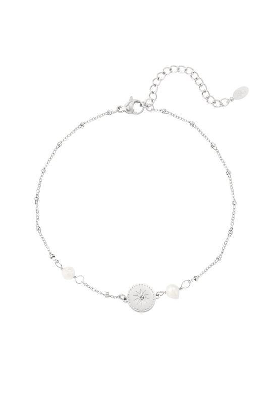 Charm and pearls anklet - zilver